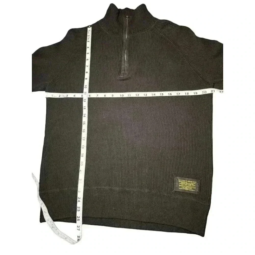 Polo Ralph Lauren Sweater Mens Medium Black 1/4 Zip Fishermans Knit Pullover